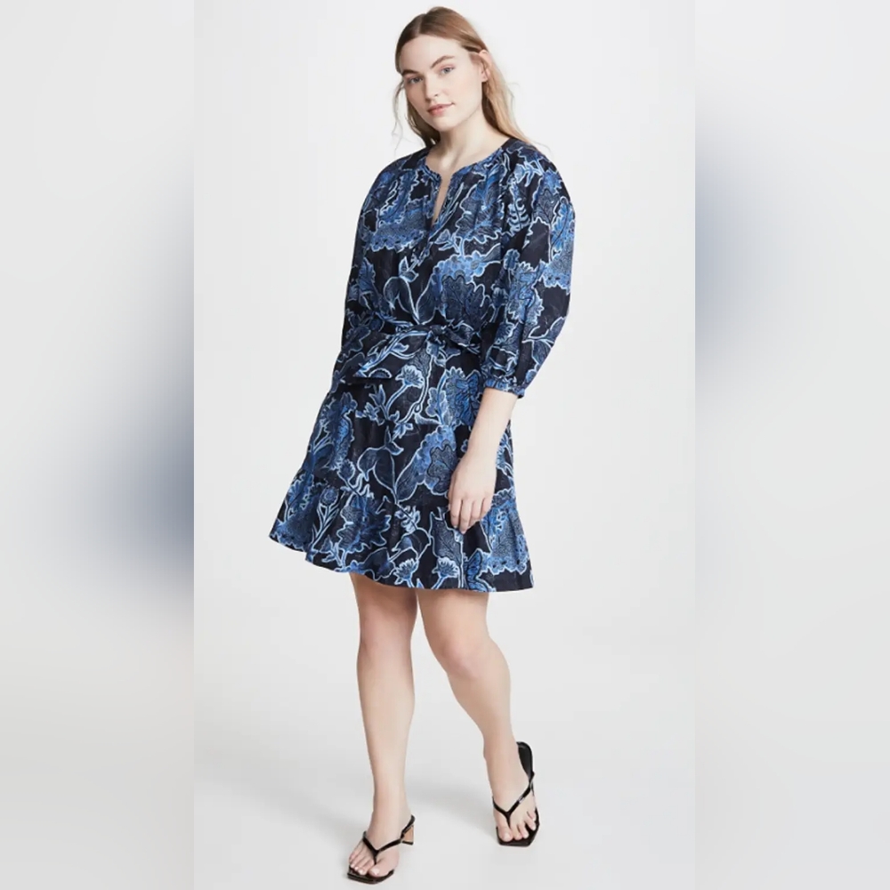 Parker Jenna  Blue Puff Sleeves Tier Dress SZ XS